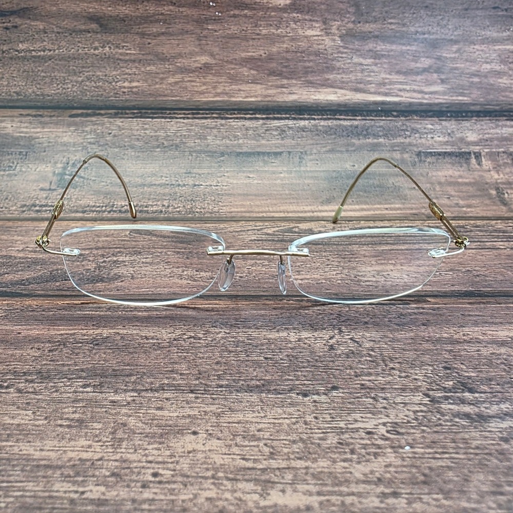 Silhouette Titan Rimless Eyeglasses Gold Titanium Rectangular Frames Austria
